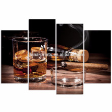 Modern Canvas Wall Art for Wall/Whisky and Cigarette Poster/Liquor Wall Art with Wood Frame